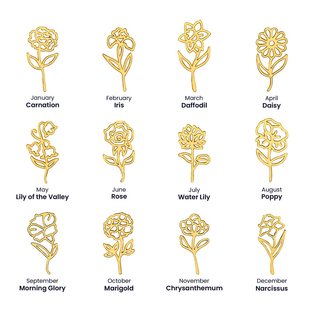 Personalized Flower Name Necklace – Custom Birth Flower Jewelry in Gold or Silver