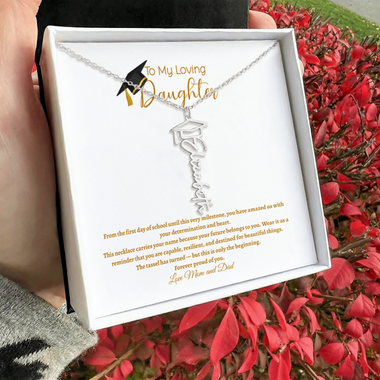Personalized Graduation Name Necklace with Cap – Custom Name Jewelry Gift for Daughter, Senior Graduation Keepsake