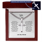 Personalized Cross Necklace with Cuban Link Chain - 18K Gold Plated Christian Cross Pendant - Faith Gift for Son