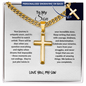 Personalized Cross Necklace with Cuban Link Chain - 18K Gold Plated Christian Cross Pendant - Faith Gift for Son