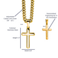 Personalized Cross Necklace with Cuban Link Chain - 18K Gold Plated Christian Cross Pendant - Faith Gift for Son