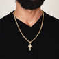 Personalized Cross Necklace with Cuban Link Chain - 18K Gold Plated Christian Cross Pendant - Faith Gift for Son