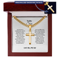 Personalized Cross Necklace with Cuban Link Chain - 18K Gold Plated Christian Cross Pendant - Faith Gift for Son