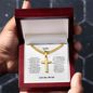 Personalized Cross Necklace with Cuban Link Chain - 18K Gold Plated Christian Cross Pendant - Faith Gift for Son