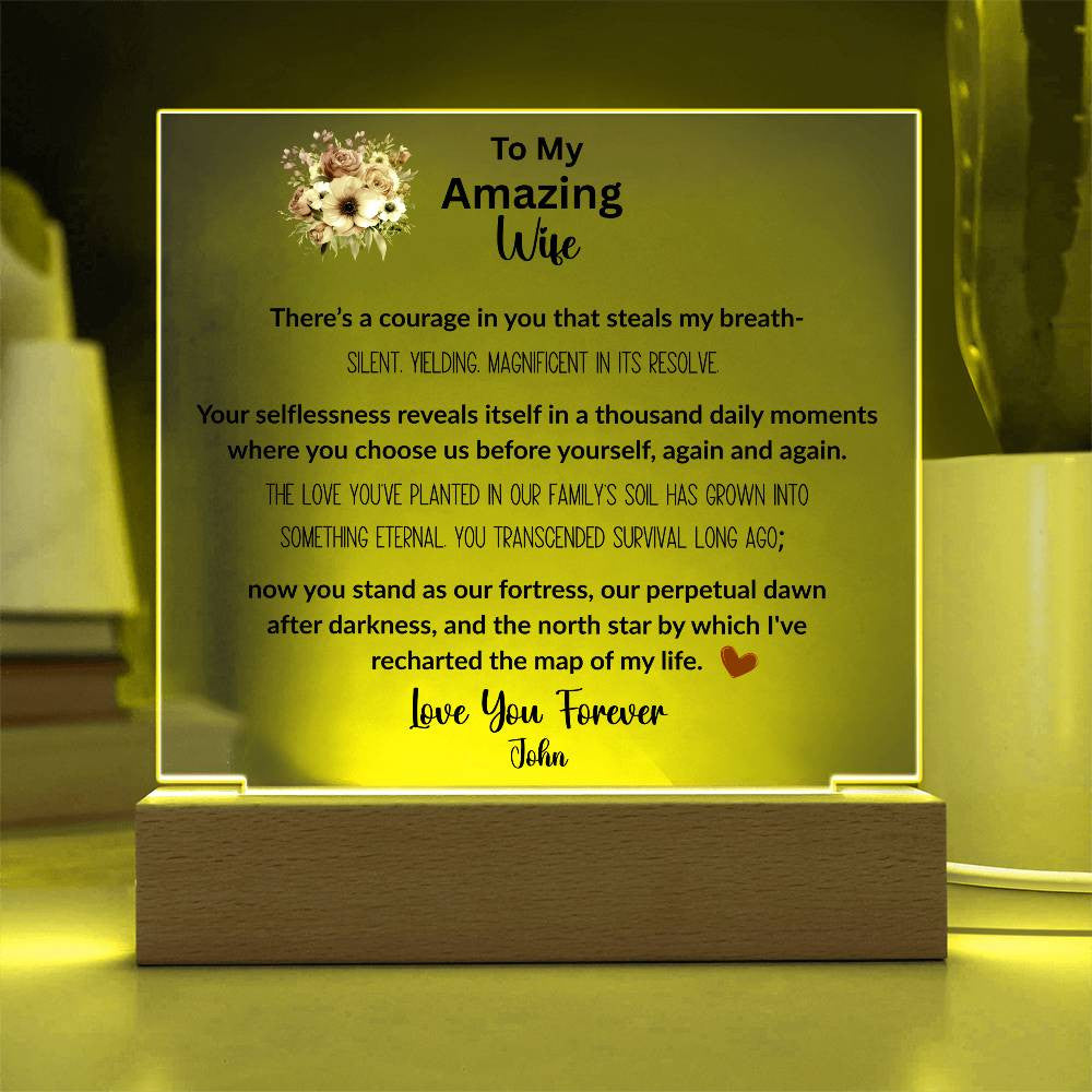 To My Amazing Wife - LED Acrylic Plaque with Heartfelt Message