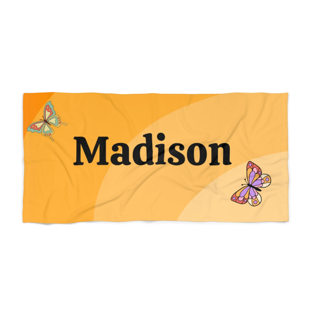 Butterfly Personalized Beach Towel – Custom Name Towel for Summer, Pool; Travel
