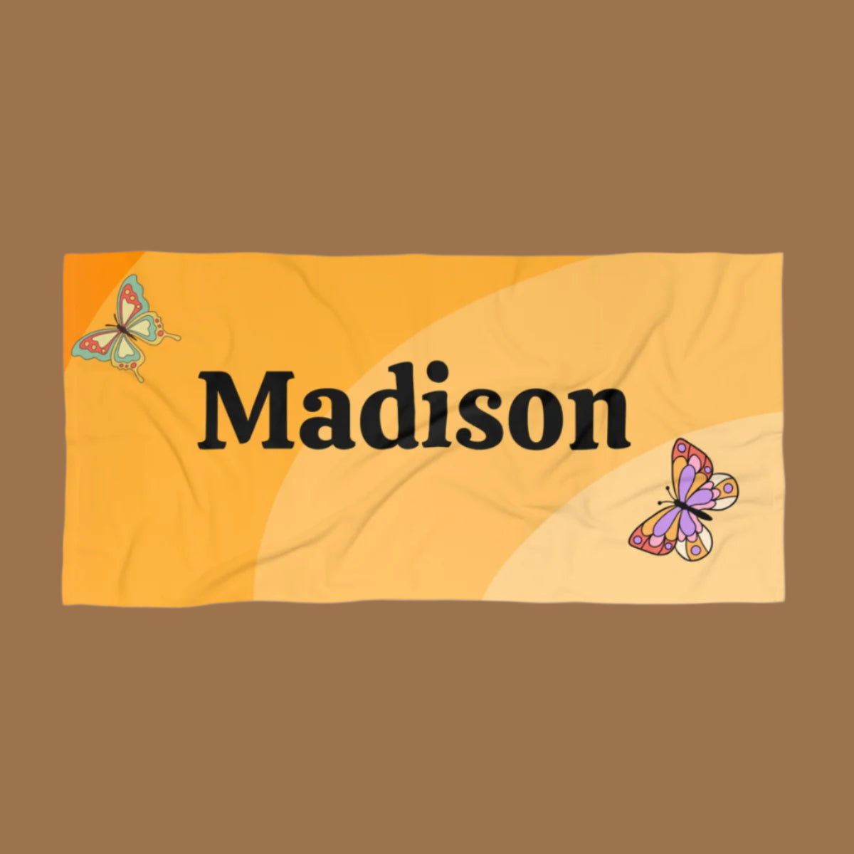 Butterfly Personalized Beach Towel – Custom Name Towel for Summer, Pool; Travel