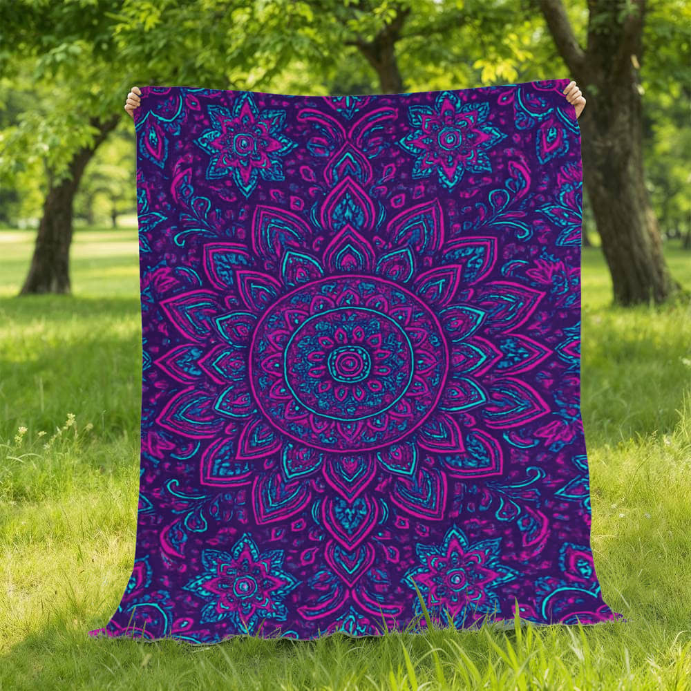 Vibrant Mandala Mink Touch Fleece Blanket – Ultra-Soft, Luxurious Warmth
