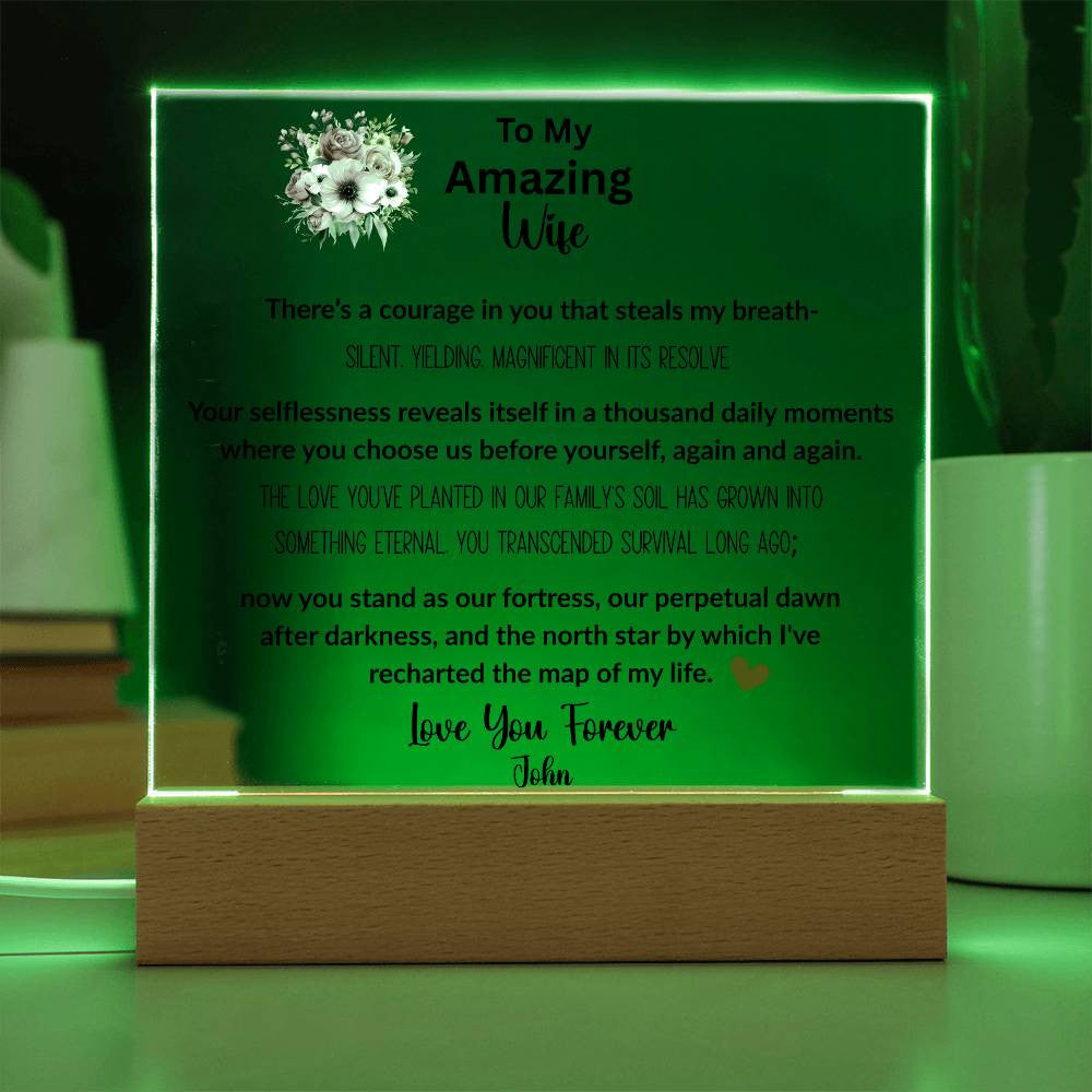 To My Amazing Wife - LED Acrylic Plaque with Heartfelt Message