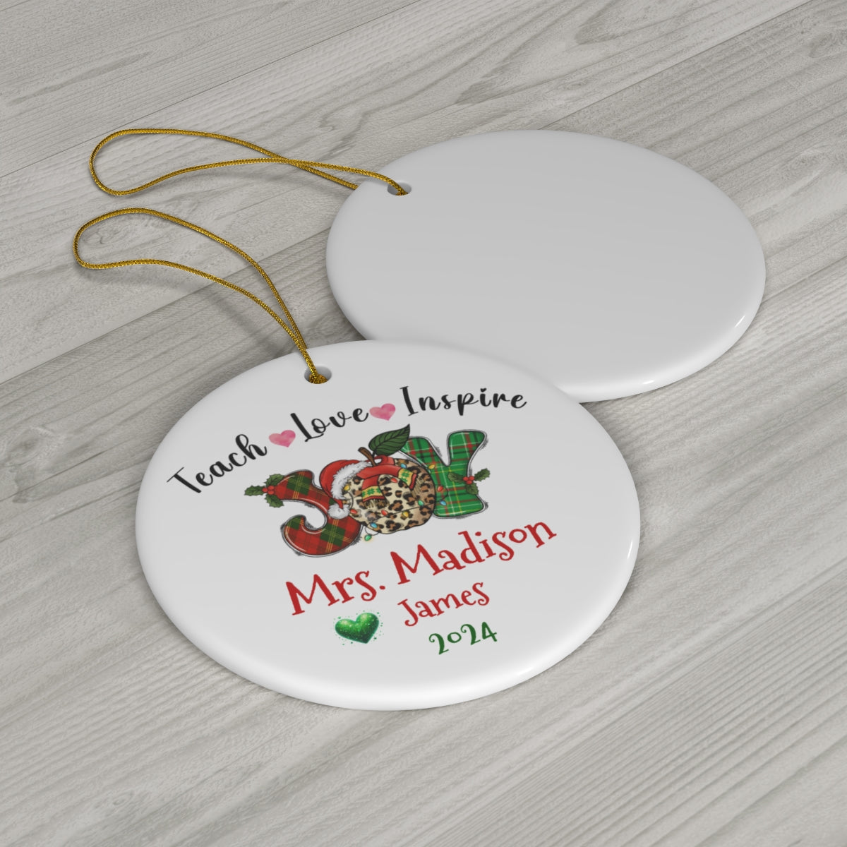 Joy Teacher Christmas Ceramic Ornament