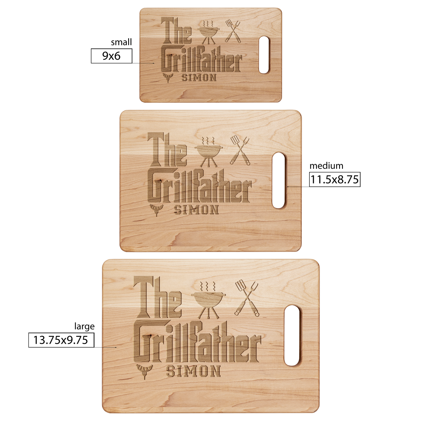 Personalized "The GrillFather" Maple Cutting Board – Custom Engraved BBQ Gift for Dad, Husband, or Grill Master