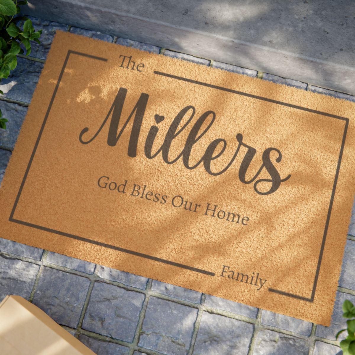 Personalized Family Doormat – "God Bless Our Home" | Custom Welcome Mat