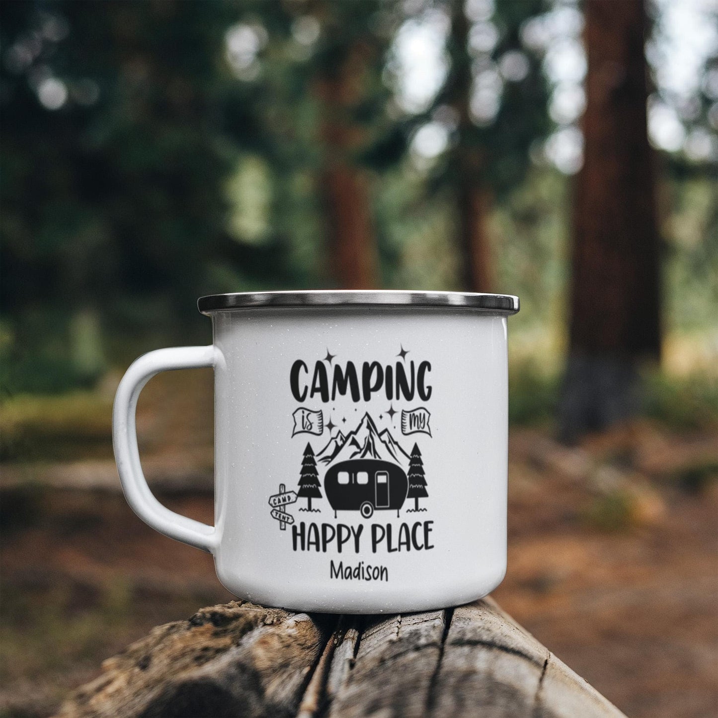 Personalized 12oz Stainless Steel Camping Mug Custom Enamel Outdoor Coffee Cup Durable Hiking & Adventure Drinkware