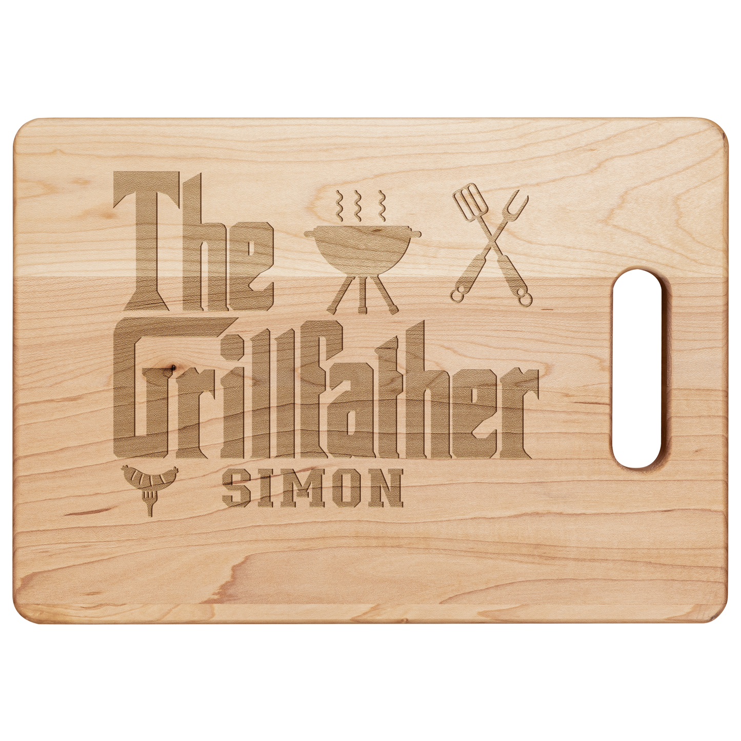 Personalized "The GrillFather" Maple Cutting Board – Custom Engraved BBQ Gift for Dad, Husband, or Grill Master
