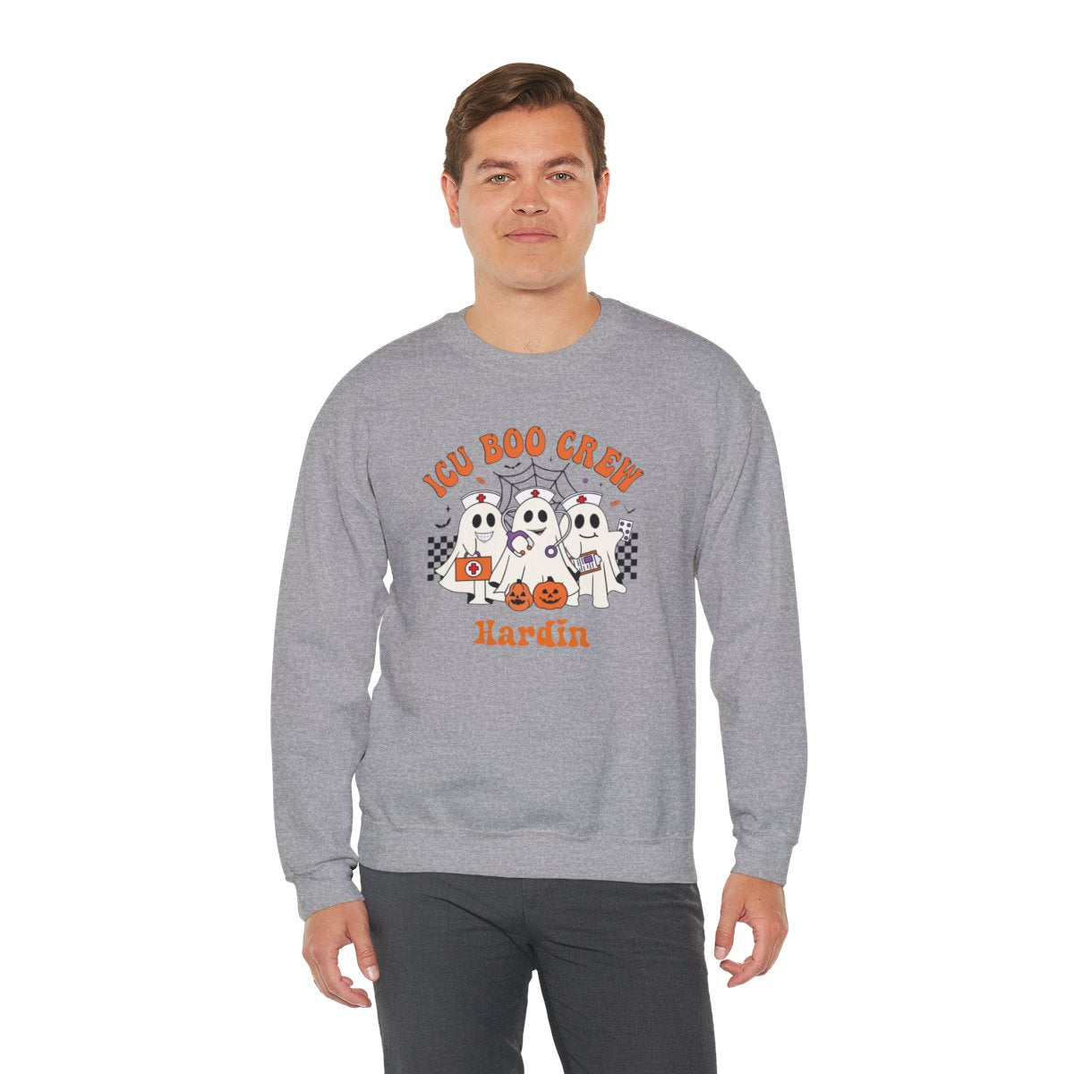 ICU Boo Crew Sustainable Cotton Halloween Crewneck Sweatshirt – 100% Ethically Grown US Cotton