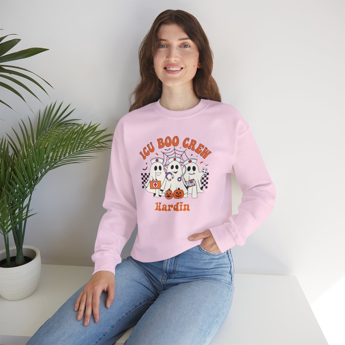 ICU Boo Crew Sustainable Cotton Halloween Crewneck Sweatshirt – 100% Ethically Grown US Cotton