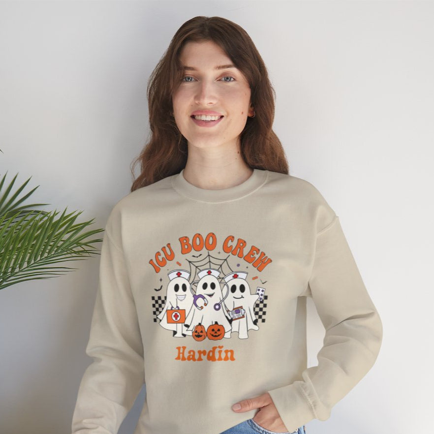 ICU Boo Crew Sustainable Cotton Halloween Crewneck Sweatshirt – 100% Ethically Grown US Cotton