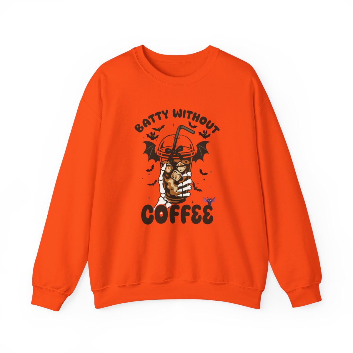 Batty Without Coffee Halloween Sweatshirt – Unisex Heavy Blend Crewneck