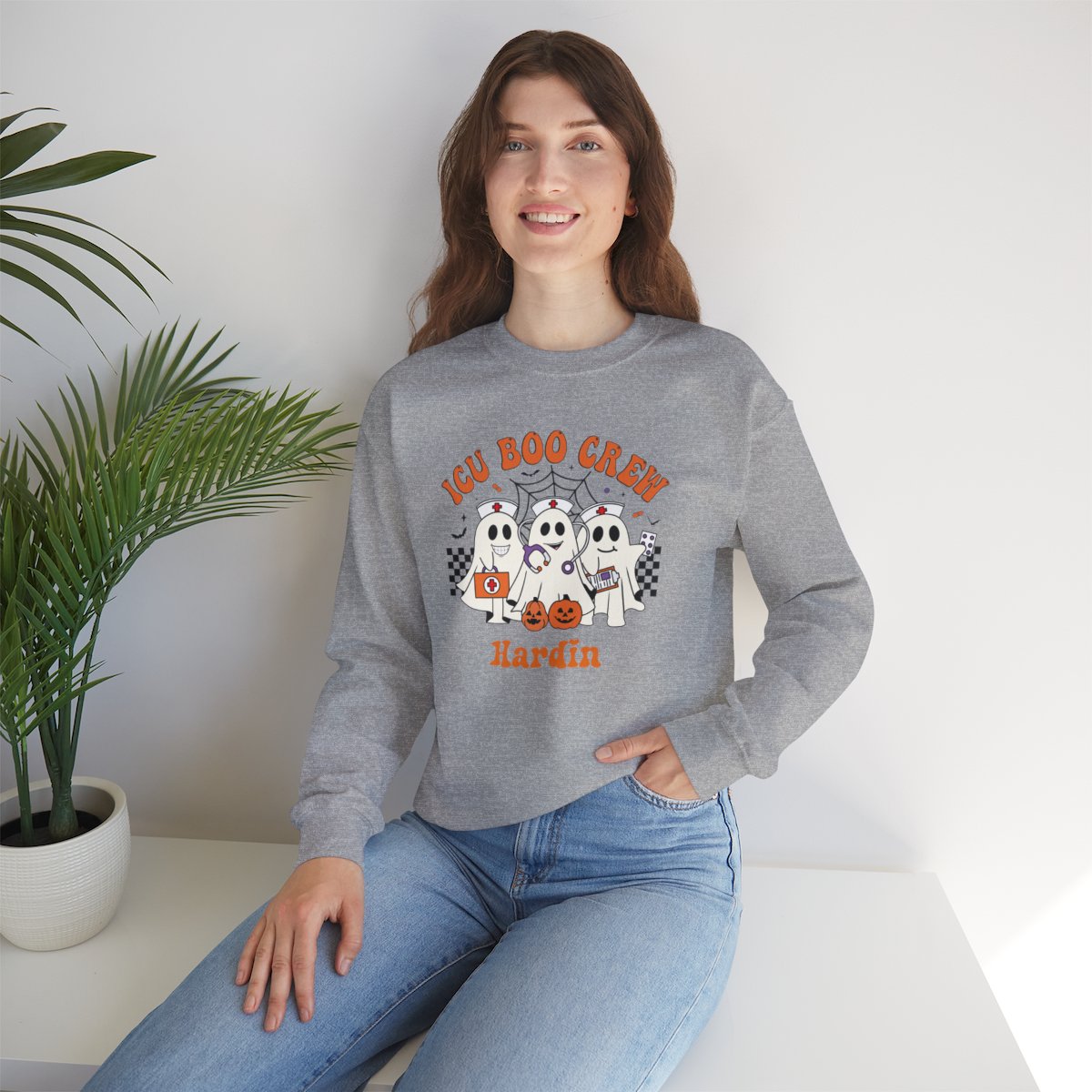 ICU Boo Crew Sustainable Cotton Halloween Crewneck Sweatshirt – 100% Ethically Grown US Cotton