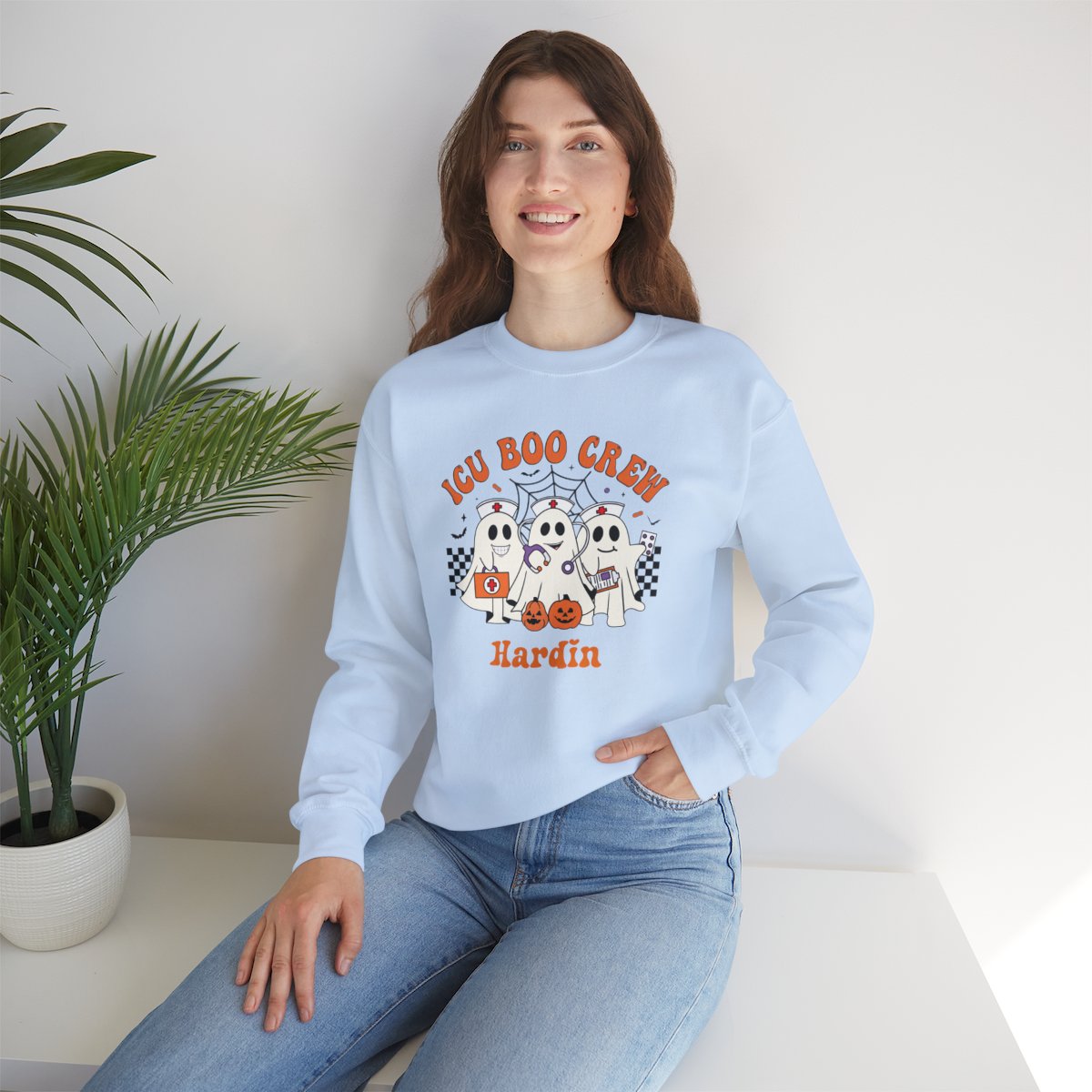 ICU Boo Crew Sustainable Cotton Halloween Crewneck Sweatshirt – 100% Ethically Grown US Cotton