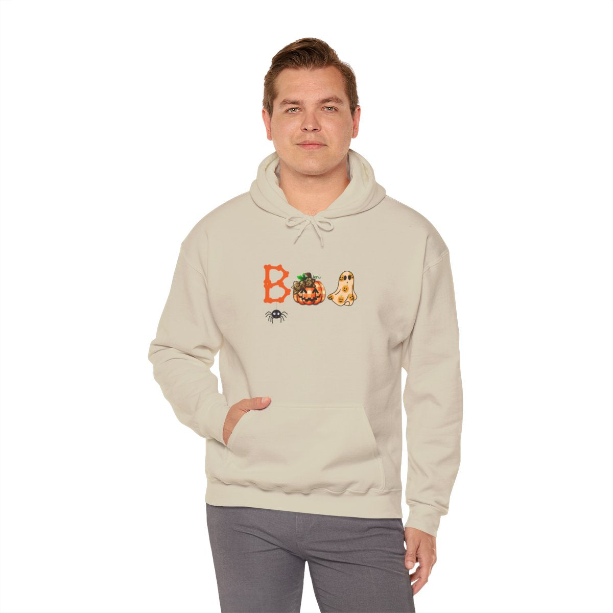 BOO Halloween Hoodie – Unisex Pumpkin Ghost Sweatshirt with Cozy Kangaroo Pocket