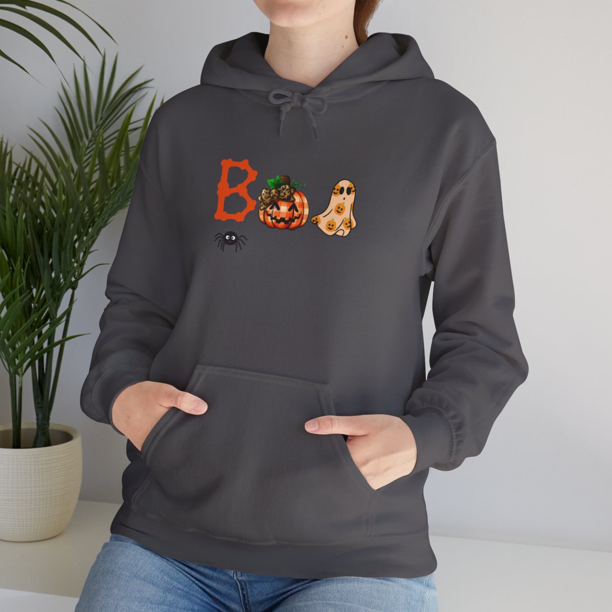 BOO Halloween Hoodie – Unisex Pumpkin Ghost Sweatshirt with Cozy Kangaroo Pocket