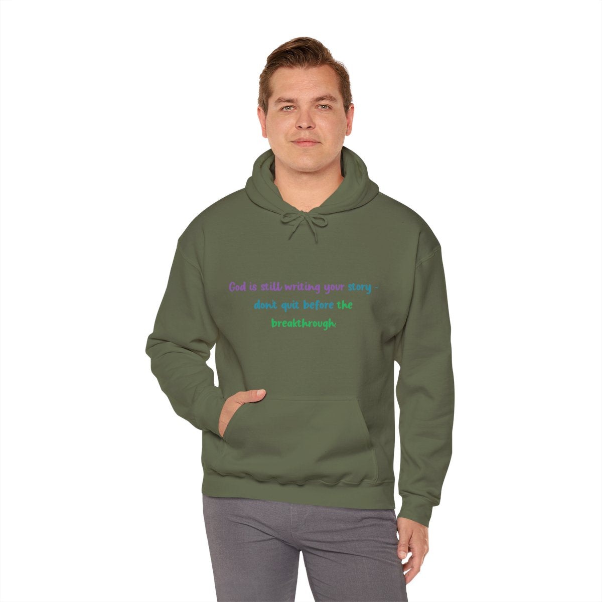 Faith Quote Hoodie – "God Is Still Writing Your Story" Unisex Heavy Blend Christian Sweatshirt