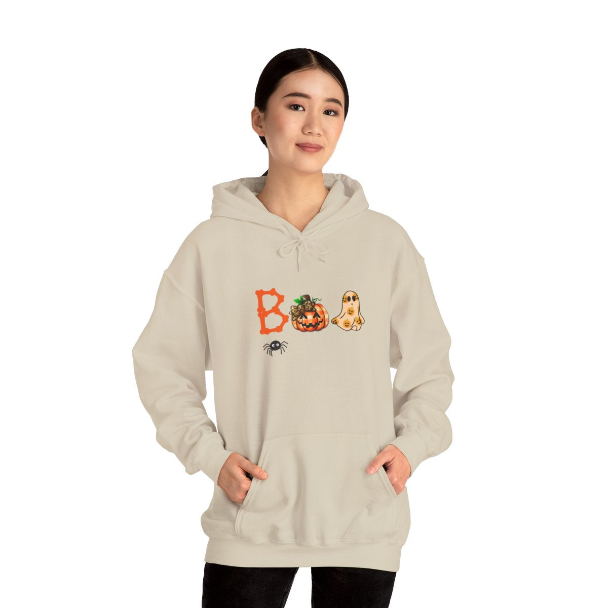 BOO Halloween Hoodie – Unisex Pumpkin Ghost Sweatshirt with Cozy Kangaroo Pocket