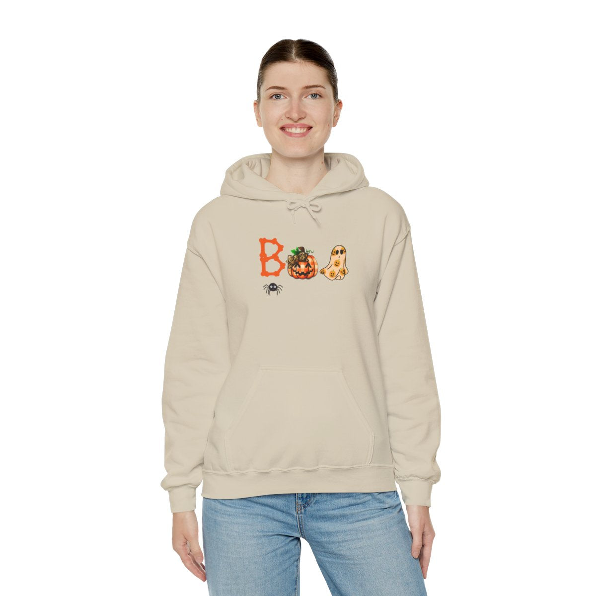 BOO Halloween Hoodie – Unisex Pumpkin Ghost Sweatshirt with Cozy Kangaroo Pocket