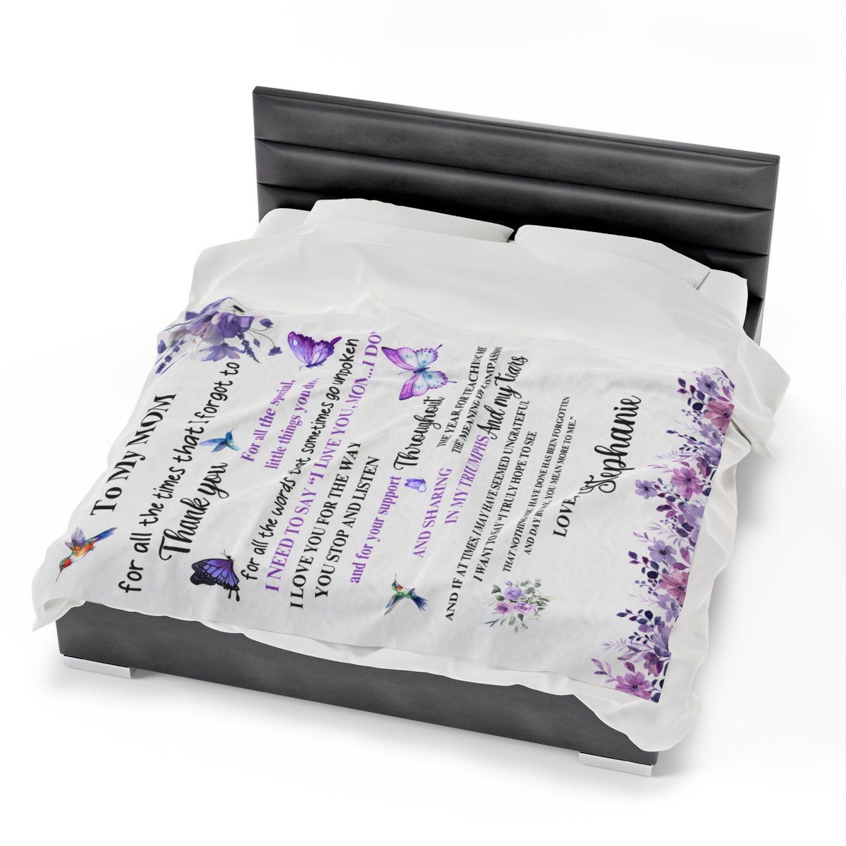 Personalized Mom Appreciation Velveteen Blanket – Soft, Cozy & Heartfelt Gift