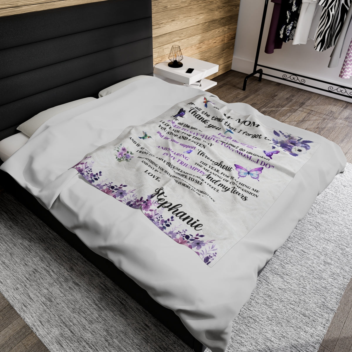 Personalized Mom Appreciation Velveteen Blanket – Soft, Cozy & Heartfelt Gift