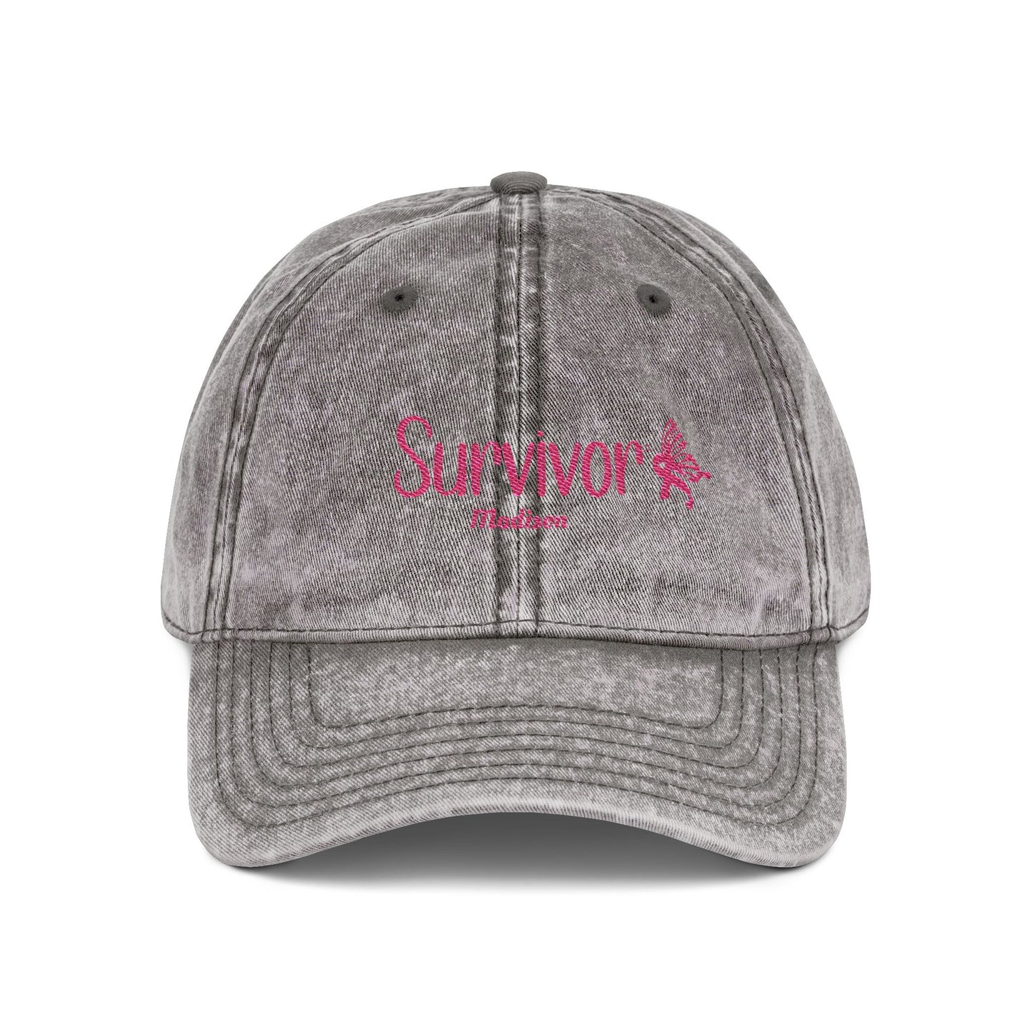 Vintage Survivor Embroidered Cap – Personalized Distressed Cotton Hat