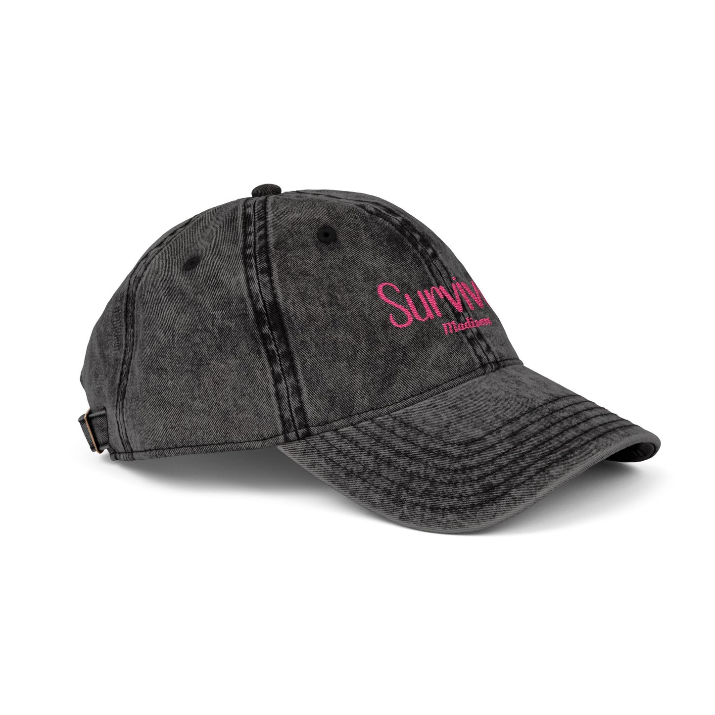 Vintage Survivor Embroidered Cap – Personalized Distressed Cotton Hat