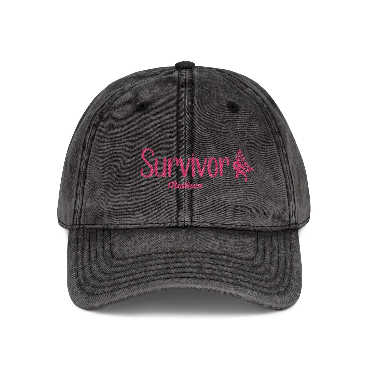 Vintage Survivor Embroidered Cap – Personalized Distressed Cotton Hat