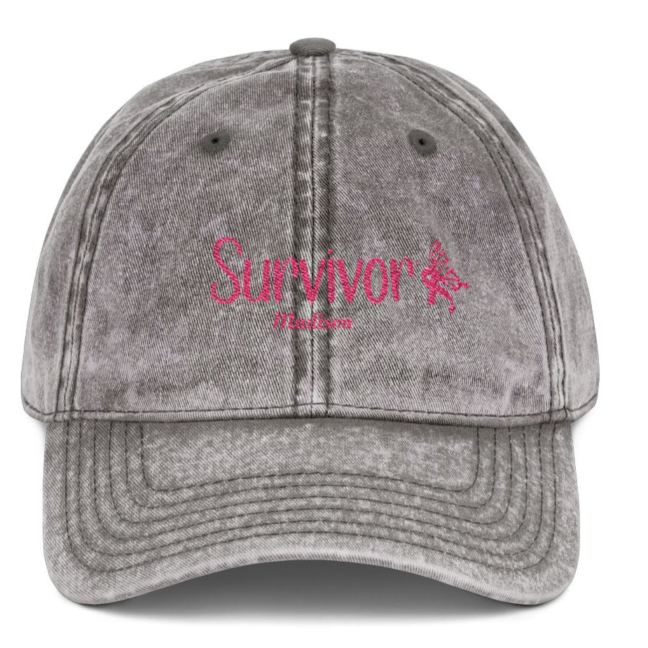 Vintage Survivor Embroidered Cap – Personalized Distressed Cotton Hat