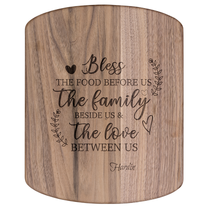 Bless The Food Before Us The Family Beside Us & The Love Between Us Hardwood Oval Cutting Board