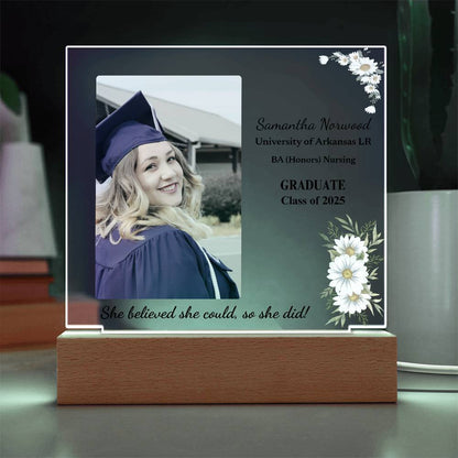 Personalized Graduation Acrylic Plaque - Custom LED Gift for Graduates