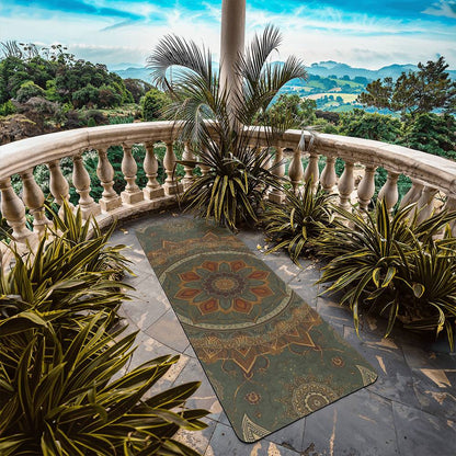 Green Mandala Rubber Yoga Mat – Anti-Slip Microfiber Suede Fitness ; Yoga Mat for Balance and Comfort