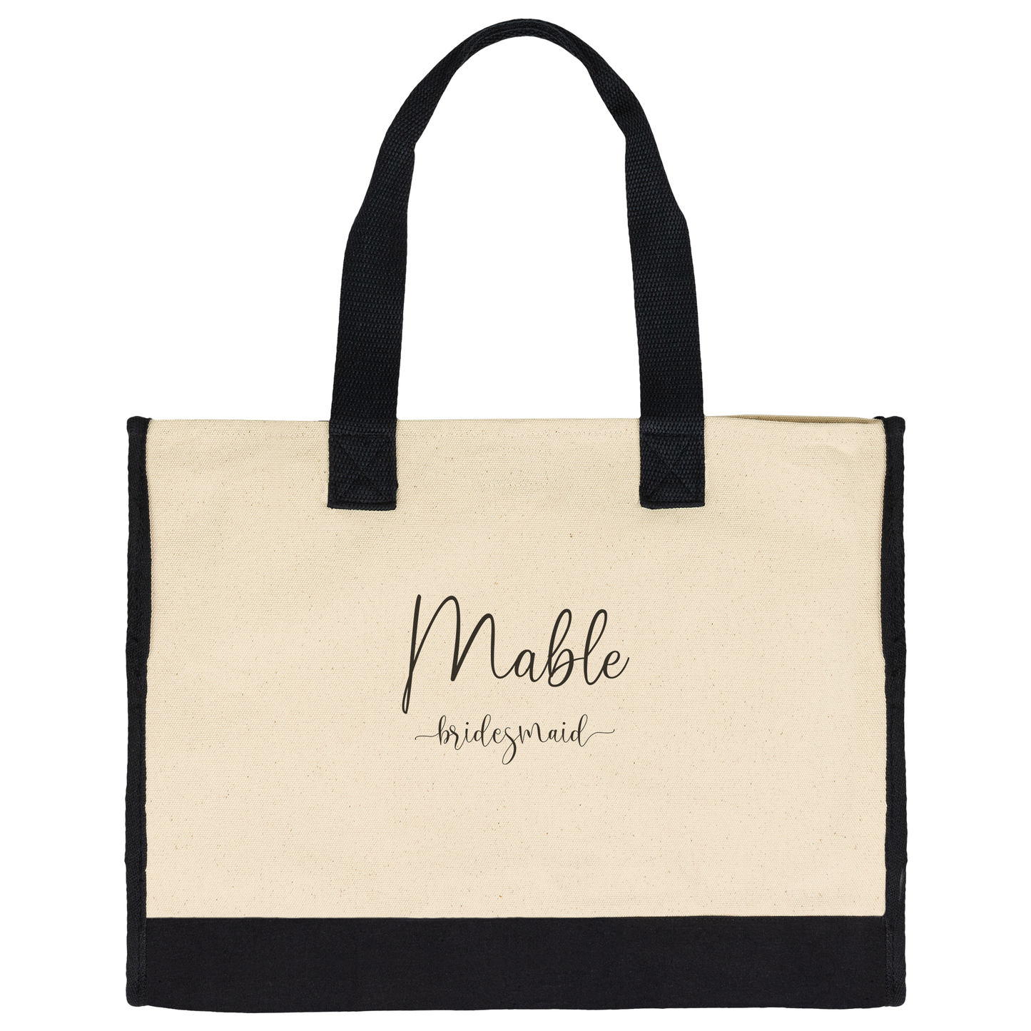 Premium Cotton Tote Bag-Personalized with Name & Bridal Party Title-Style 2