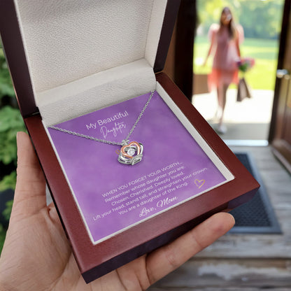 To My Beautiful Daughter Crown Pendant Necklace