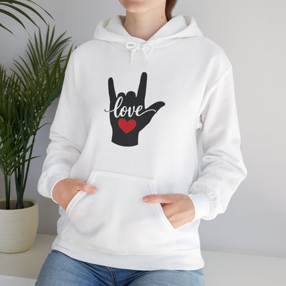 I Love You Sign Language Hoodie | ASL Love Heart Hooded Sweatshirt