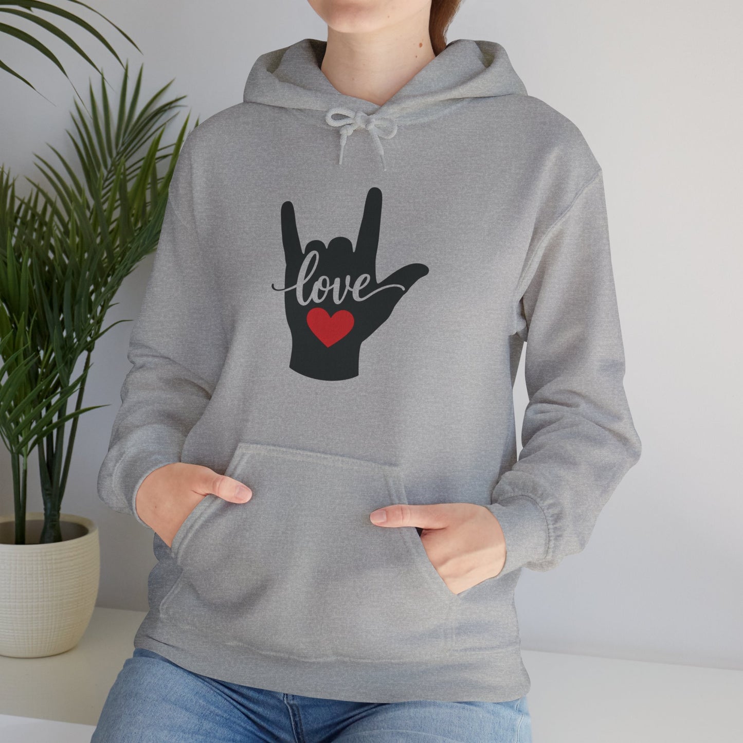 I Love You Sign Language Hoodie | ASL Love Heart Hooded Sweatshirt