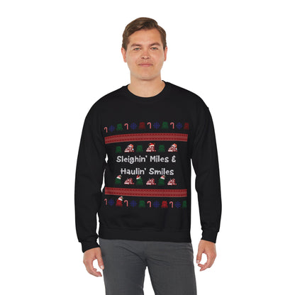 Sleighin' Miles Crewneck Sweatshirt, Christmas Sweatshirt, Holiday Apparel, Unisex Warm Sweater, Fun Winter Gift, Cozy Casual Wear