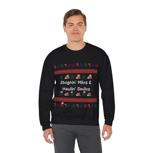 Sleighin' Miles Crewneck Sweatshirt, Christmas Sweatshirt, Holiday Apparel, Unisex Warm Sweater, Fun Winter Gift, Cozy Casual Wear