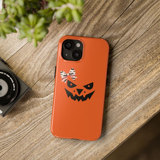 Pumpkin with Bat Bow Tough Phone Cases