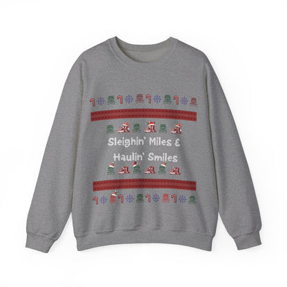 Sleighin' Miles Crewneck Sweatshirt, Christmas Sweatshirt, Holiday Apparel, Unisex Warm Sweater, Fun Winter Gift, Cozy Casual Wear