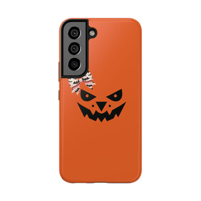 Pumpkin with Bat Bow Tough Phone Cases