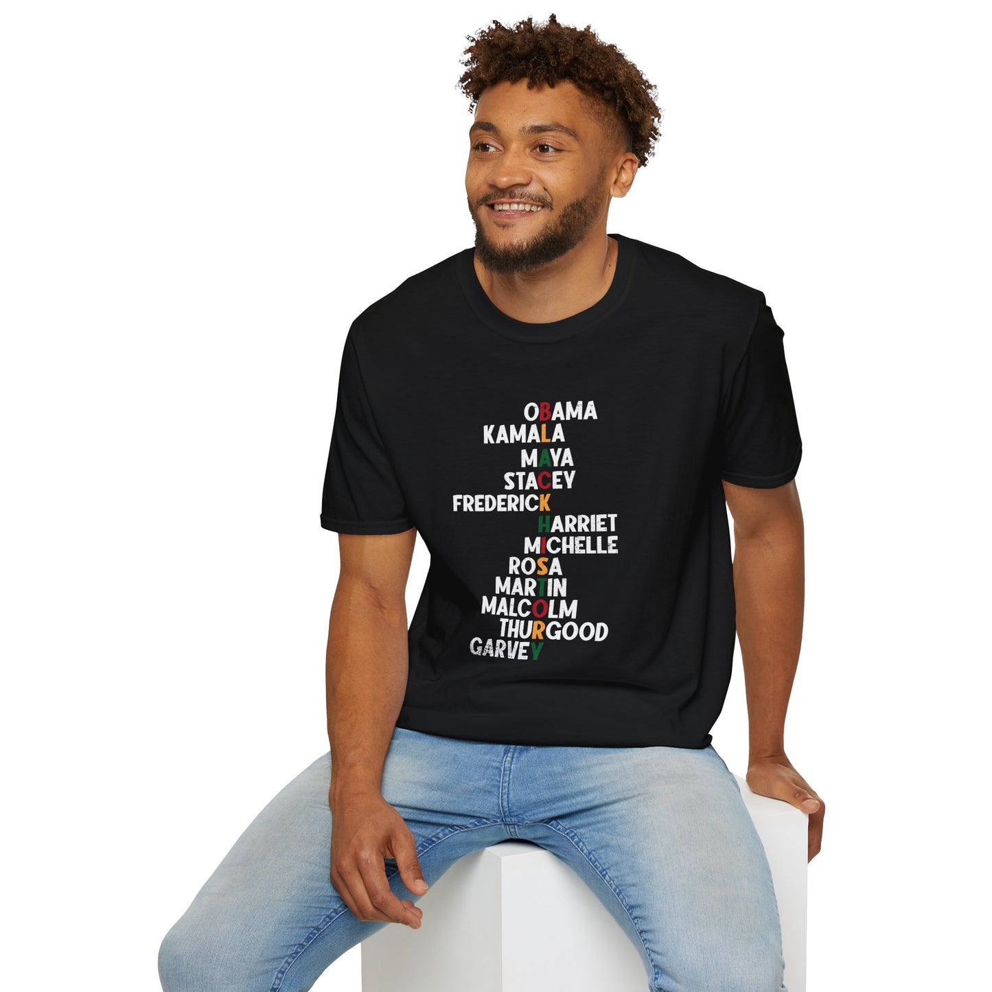 Black History T-Shirt – Celebrating Iconic African American Leaders Unisex Softstyle T-Shirt