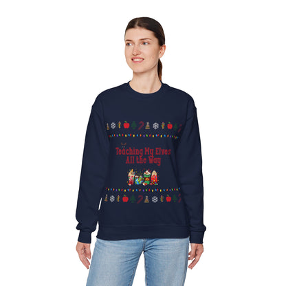 Festive Teacher Sweatshirt, Funny Christmas Gift, Holiday Apparel, Teacher Sweatshirt, Unisex Crewneck for Christmas