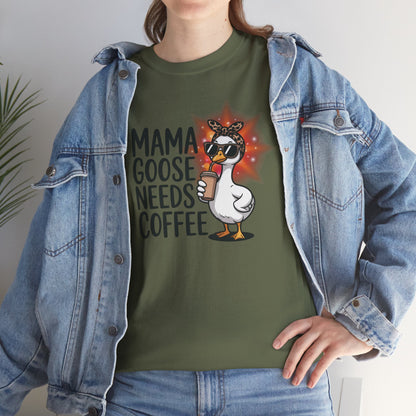 "Mama Goose Needs Coffee" Funny Mom T-Shirt | Cute Graphic Tee for Tired Moms